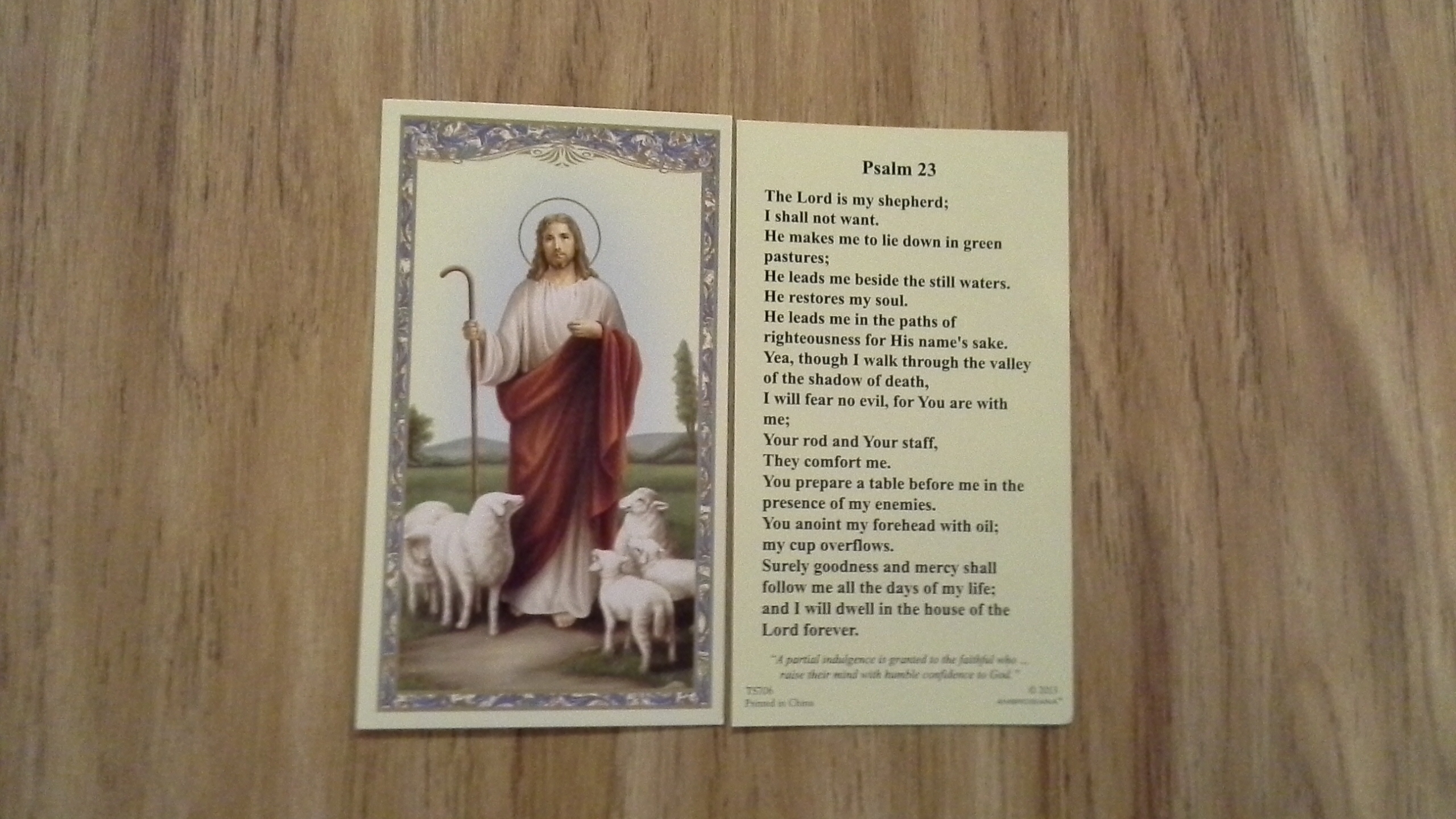 Jesus the Good Shepherd Holy Card/Psalm 23